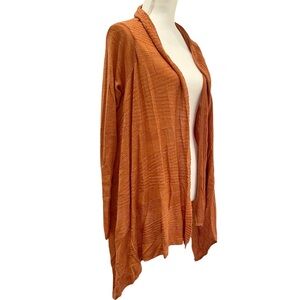 Anthropologie Moth Burnt Orange Far Channels Open Cardigan Sweater Wool Blend